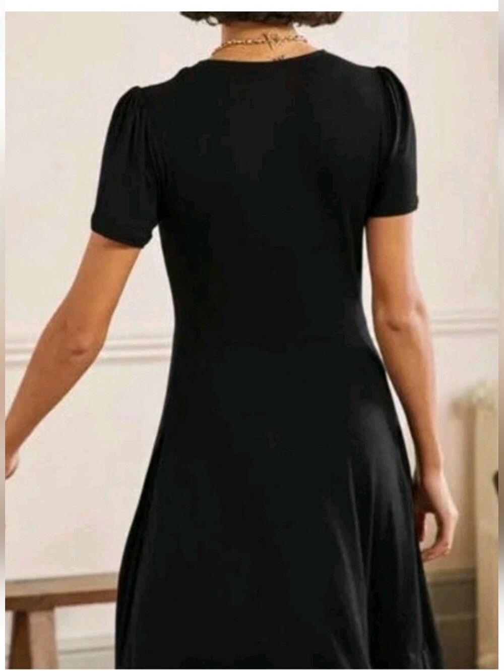 Boden Black Smocked Crewneck Jersey Dress 12P - Picture 2 of 11